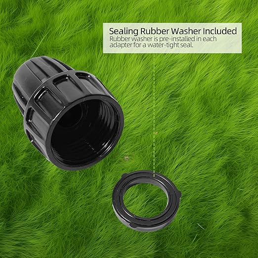6 Pack 1/2 Inch Drip Irrigation Tubing to Faucet/Garden Hose Adapter, 3/4" to 1/2" Irrigation Hose Adapter, 3/4" Female Faucet Connector Fitting for Irrigation Tubing (1/2'' ID x 0.60''-0.64'' OD)