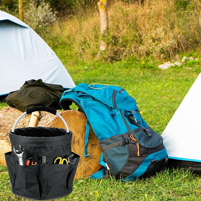 HARFINGTON Garden Tool Bag 17L Large Oxford Waterproof with Pockets Garden Tote Bag Gardening Plant Tool Organizer Storage Carrier Store for Outdoor Women Men, Black