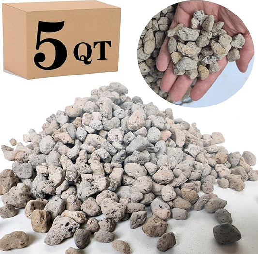 Garden Pumice Rock Horticultural Cactus Bonsai Succulent Soil Additive for Plants, Landscaping, Vase Fillers (1/2 inch, 5 QT)