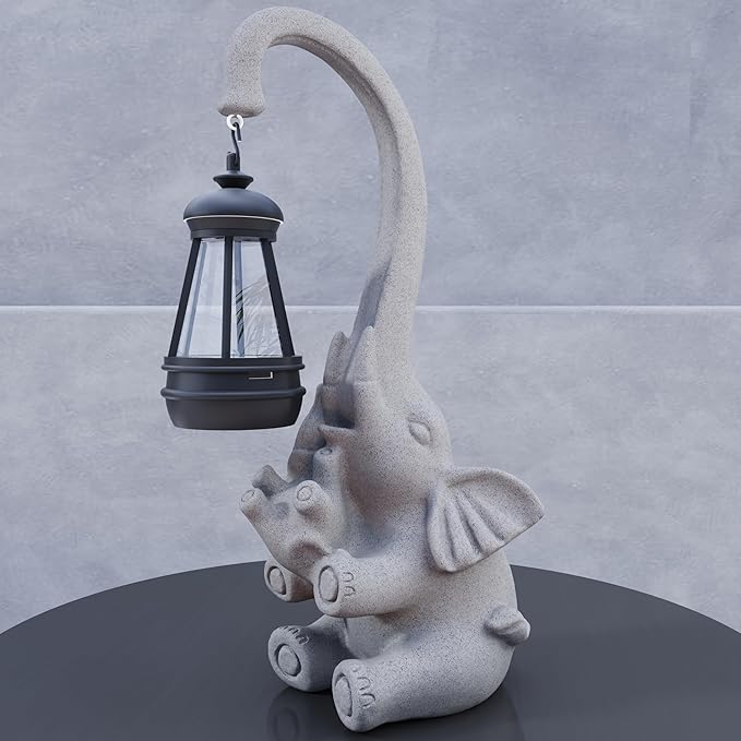 Solar Powered Outdoor Figurine Lights, 10 Inch Waterproof Animal Elephant Statue Light, Suitable for Decorations for Patio, Balcony, Lawn, Courtyard, Etc.(Chest)