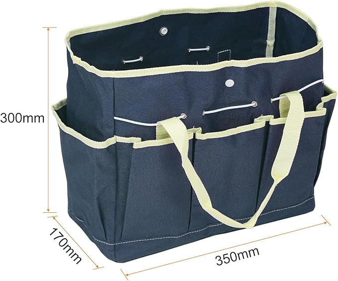 HARFINGTON Garden Tool Bag 14" x 6.7" x 12" Large Oxford Waterproof with Pockets Garden Tote Bag Gardening Plant Tool Organizer Storage Carrier Store for Outdoor Women Men, Blue