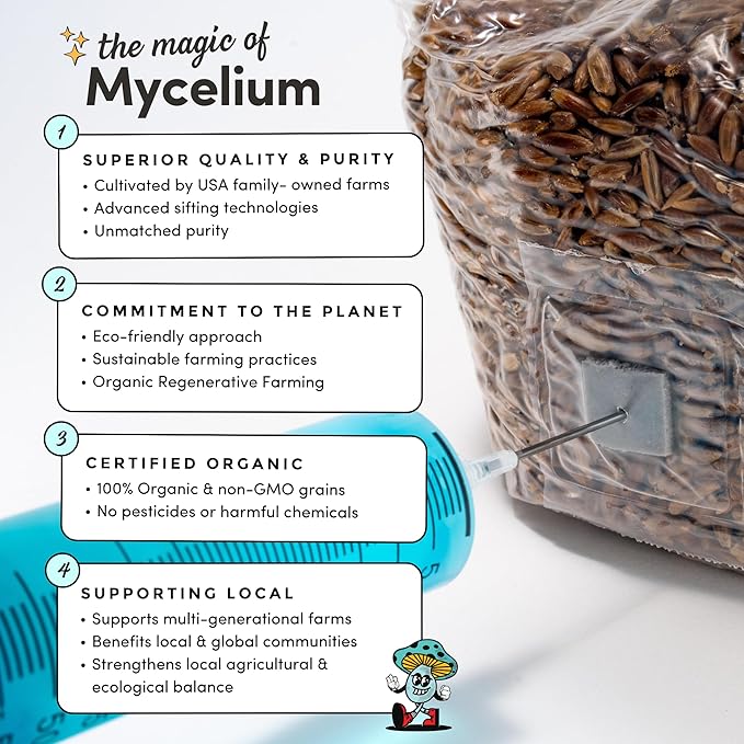Mycelium's Dung-Loving Mushroom Monotub Bundle - 4LB CVG & 2LB Millet/Milo Grain | Expertly Prepared for Peak Mycelium Growth | Nutrient-Dense for Home Growers | Complete with Cultivation Enhancer