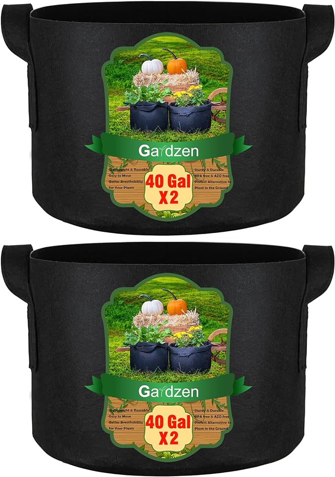 Gardzen 2-Pack 40 Gallon Grow Bags, Aeration Fabric Pots with Handles, Pot for Plants