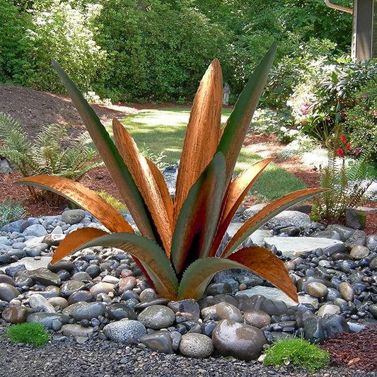 DIY Metal Agave Plant Art Yard Tequila Art Sculpture, Tequila Rustic Garden Sculpture Statue Outdoor Decor,Agave Metal Plants for Yard, Garden Lawn Ornaments (12 Leaves -Green)