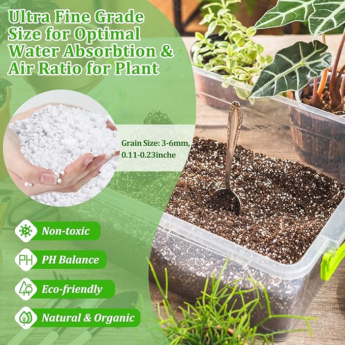 Legigo 10 Quarts Organic Horticultural Perlite for Plants Indoor- Natural Horticultural Soil Additive Conditioner Mix for Improves Drainage, Ventilation and Root Growth