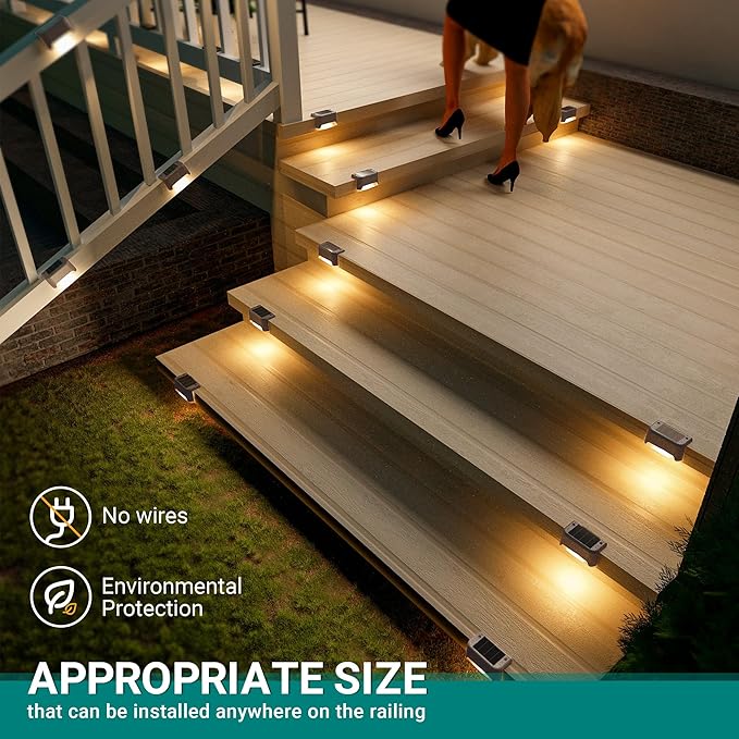 Solar Deck Lights Outdoor Waterproof 20Pack, Solar LED Step Lights Solar Powered Step Lights for Outside Stairs, Step, Fence, Yard, Patio, and Pathway(Warm White)