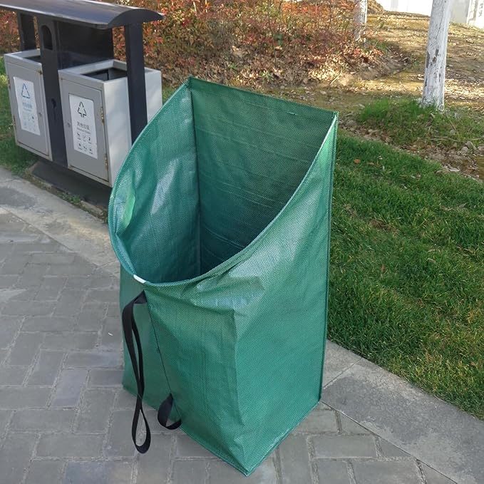 Leaf Collector Bag with Lid, Extra large lawn bags leaf bags,Heavy leaf pick up tools leaf loader,Reusable yard garden bags for leaves lawn trash (dustpan-shaped, 53 Gallon/200L)