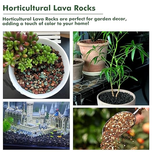 18 Pounds Mix Horticultural Lava Rocks, 3-6 mm Lava Rocks for Plants, Bonsai Rocks Horticultural Grit Soil Cover Gravel for Succulents and Hydroponics, Fairy Gardening, Top Dressing, Plant Drainage