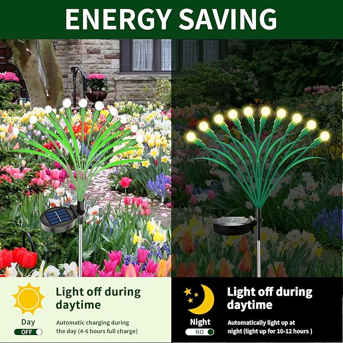 Aogist Solar Garden Lights Outdoor Waterproof,4 Packs 40 LED,Sway by Wind, Yard Patio Pathway Decoration, High Flexibility Iron Wire & Heavy Bulb Base,Warm White