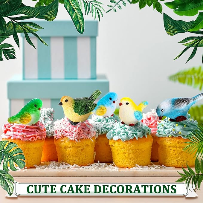 Unittype 25 Pcs Miniature Bird Figurines Tiny Bird Figurines Mini Bird Animal Figurines Resin Birds Toy Statues Animal Model for Garden Micro Landscape Home Terrarium Crafts Dollhouse Decorations