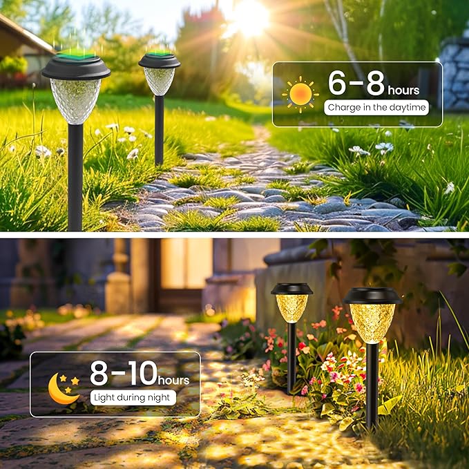 SOLPEX Solar Lights for Outside,12 Pack Solar Lights Outdoor Waterproof,Warm White Outdoor Solar Lights for Yard,Garden,Pathway,Patio and Landscape Lighting Decor