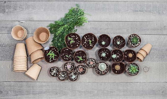 Daniel's Plants 4" Naked Pots | Large Natural Plantable Seed Starter Pots | OMRI-Listed Biodegradable Pots for Seedlings | Enhanced Aeration | Earth Freindly - Peat Free | 10 Pack 4 Inch Round