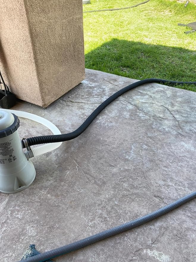 Pond Hose ID 3/4” × 25ft Black Corrugated Flexible Reinforced PVC Hose Vinyl Tubing for Pond Pump Fountain Garden Waterfall, Non-toxic & Kinkproof, with 2 clamps