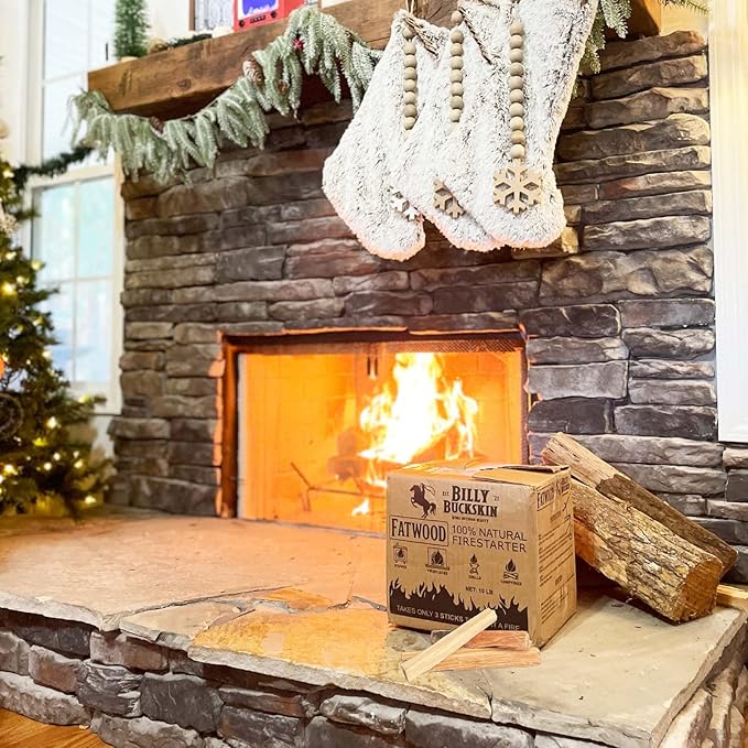 10 lbs. Fatwood Fire Starter Sticks, Perfect Fire Starters for Fire Pit, Campfires, Fireplaces, Bonfires, BBQ & Wood Stoves, Easy to Start a Fire with Just 2 Sticks, Camping Essentials (10 Pound Box)