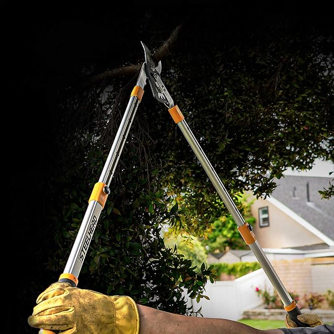 STEELHEAD Heavy-Duty 27-40" Adjustable Gear-Bypass Limb & Branch Lopper, Telescoping Extendable Handles, Ratcheting, Cuts Up to 1-3/4”, Secateurs, Shock-Absorbing, Effort-Saving, USA-Based Support