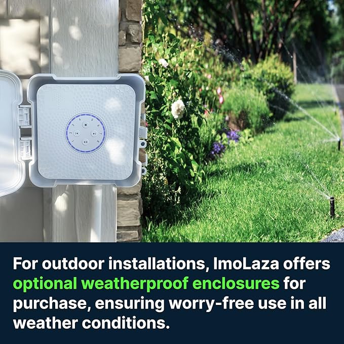 ImoLaza Smart Sprinkler Controller Evapotranspiration Master: 16 Zones WiFi Irrigation Controller with Automated Watering and App Control, Save Water Through Rain, Freeze, Wind and Saturation Skip