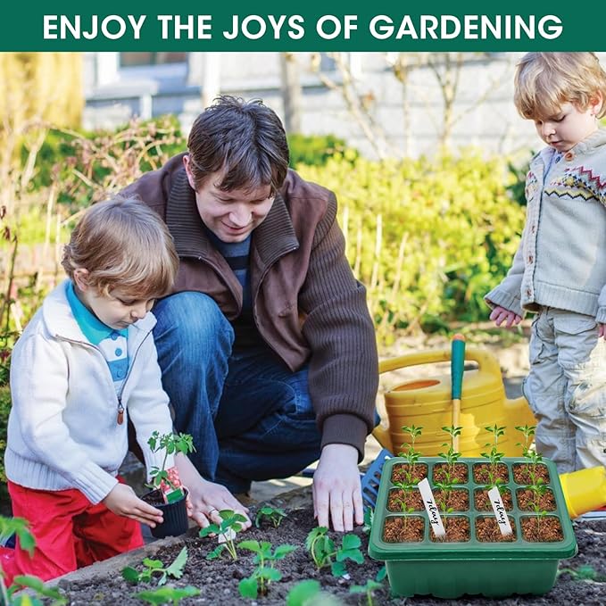 6 Pack Self Watering Seed Starter Tray Kit with Grow Light and Humidity Dome 72 Cell Plant Seedling Tray Reusable Plastic Germination Trays for Indoor Gardening Seeds Growing Starting