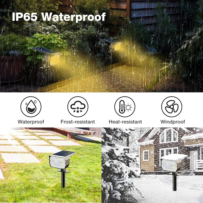 Solar Spot Lights Outdoor Motion Sensor with 3 Modes, [ 8 Pack/56 LED ] Solar Spotlights Outdoor Waterproof 2-in-1 Auto On/Off Solar Landscape Lighting for Outside Yard Wall Garden Pathway, Warm White