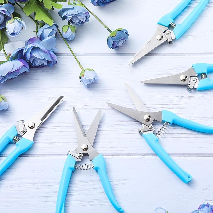 Chumia 30 Pcs Garden Flower Shears Pruning Scissors Heavy Duty Plant Scissors Trimming Garden Clippers Hand Tree Pruner for Yard Gardening Plants Hedge Flower Tree Cutting Secateurs (Blue)