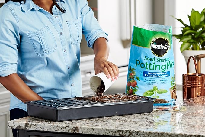 Miracle-Gro Seed Starting Potting Mix, Enriched with Plant Food, For Starting Seeds or Cuttings in Containers, 8 qt., 3-Pack