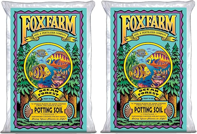 FoxFarm Ocean Forest Potting Soil, 1.5cu ft (Pack of 2) - Light, Aerated Texture, Designed for All Container Plants - pH Adjusted for Optimal Nutrient Uptake, Effectively Retains Moisture