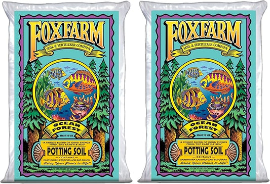 FoxFarm Ocean Forest Potting Soil, 1.5cu ft (Pack of 2) - Light, Aerated Texture, Designed for All Container Plants - pH Adjusted for Optimal Nutrient Uptake, Effectively Retains Moisture