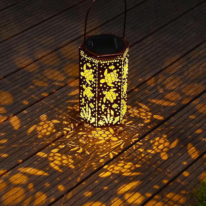 Sea Turtle Gift for Women/Mom/Grandma/Sister,Outdoor Lanterns Tortoise Lanterns Outdoor Waterproof Butterfly, Garden Decor,Christmas, Mother's Day, Thanksgiving Gifts, Solar Decoration for Yard