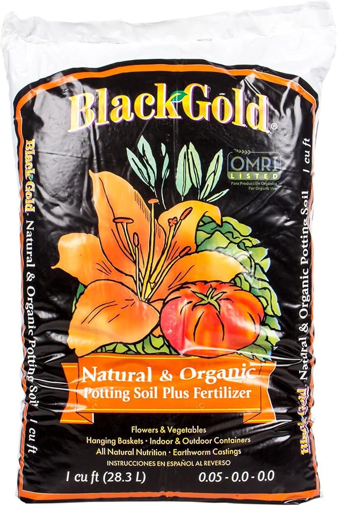 SunGro Black Gold All Purpose Natural and Organic Potting Soil Fertilizer Mix for House Plants, Vegetables, Herbs and More, 1 Cubic Feet Bag (4 Pack)