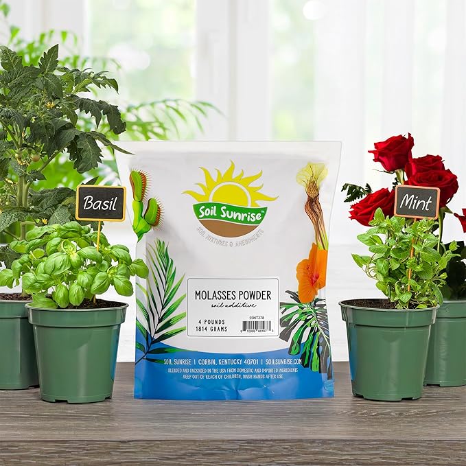 Dry Horticultural Molasses Powder (4 Pounds), Indoor/Outdoor Gardening Soil Amendment for Plants