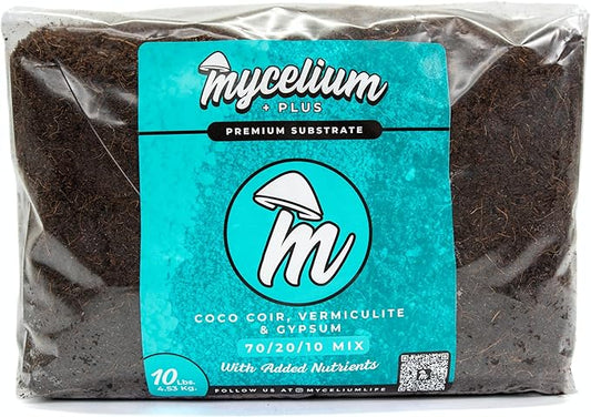 Mycelium Plus CVG Substrate with Proprietary Blend - Organic CVG with Cultivation Enhancer - Ideal for High Yield Dung-Loving Mushroom Cultivation - Sterilized 10LB Bag for Beginners & Pros