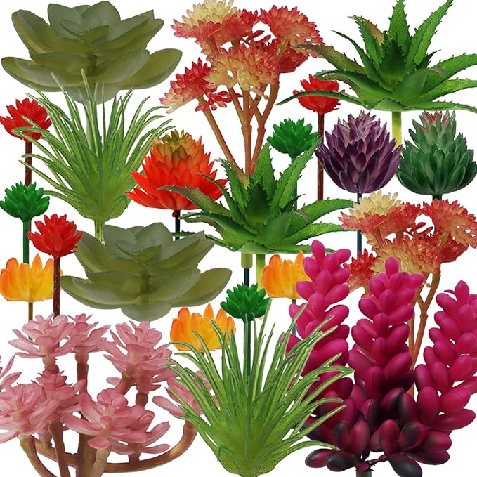 Succulents Plants Artificial, 22pcs Colorful Fake Succulents, Mini Artificial Succulents for DIY Crafting Home Terrarium Floral Wall Garden Arrangement Office Decoration (Unpotted)