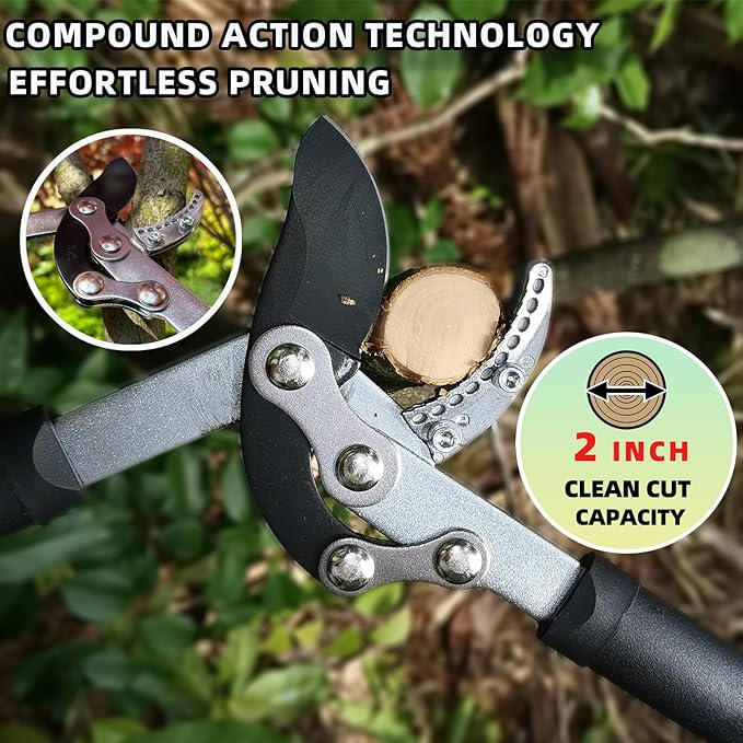 Loppers for Tree Trimming Heavy Duty Branch Cutter Tree Clippers with Compound Action, Chops Thick Branch Ease, Garden Lopper Pruning, 32 Inch Tree Trimmer with 2" Clean Cut Capacity
