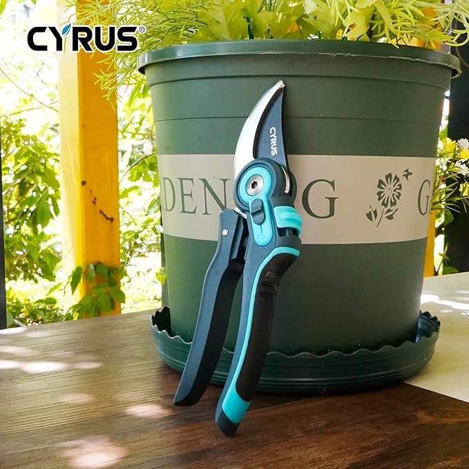 CYRUS Pruning Shears, Garden Shears Sk5 Steel Blades, 2-Stage Adjustable Diameter Pruning Shears12-22 mm, Rose Shears, Professional Bypass Shears, Plant Garden Tools, Hedge Clippers, Pruning Shears