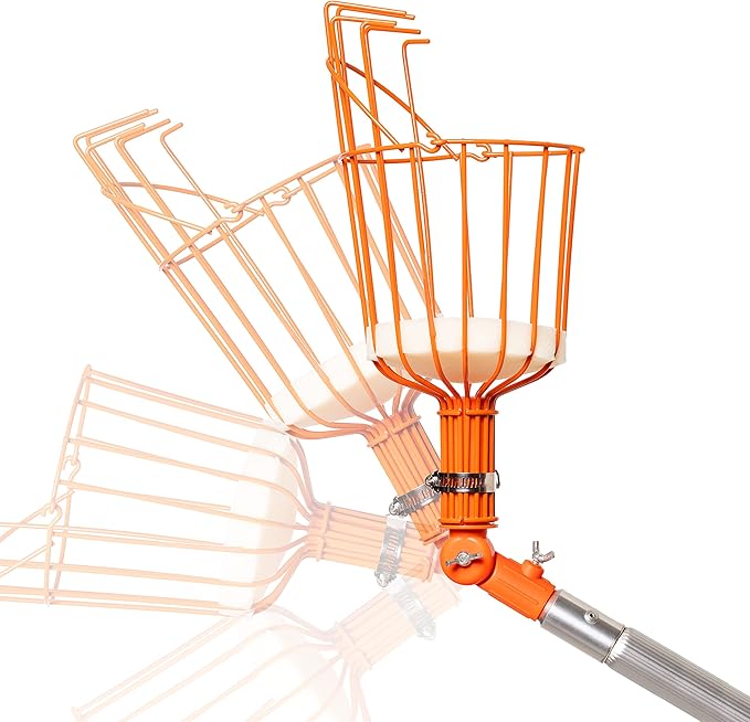 21ft Reaching Fruit Picker with Lightweight Rigid Pole – Patented Compact Foldable Design with Twist on Head – 2 in 1 Combo Pack – MESH Carrying Bag Included
