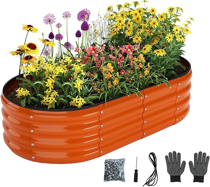 Raised Beds for Gardening Raised Garden Bed Kit for Gardening Outdoor，4x2x1ft Planter Grow Garden Box Raised Flower Bed