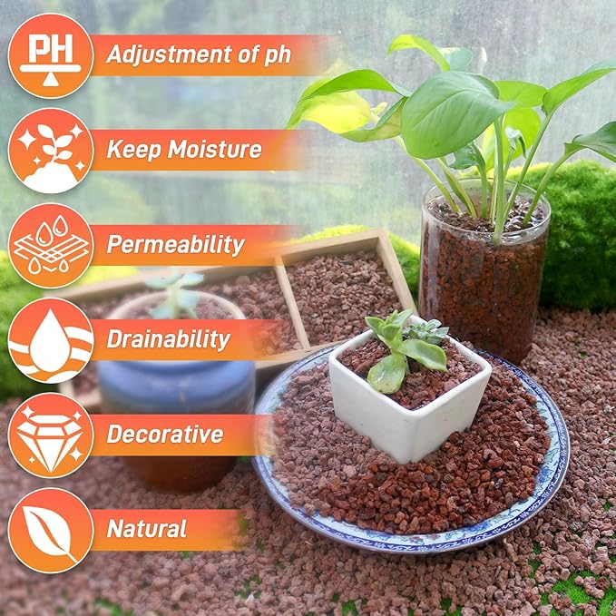 45Lb Horticultural Lava Rock-Lava Rocks for Plants,Succulent Soil Amendment,Decorative Cactus Soil Potting Mix,Volcanic Rock for Aquarium Fairy Gardening Top Dressing Plant Drainage