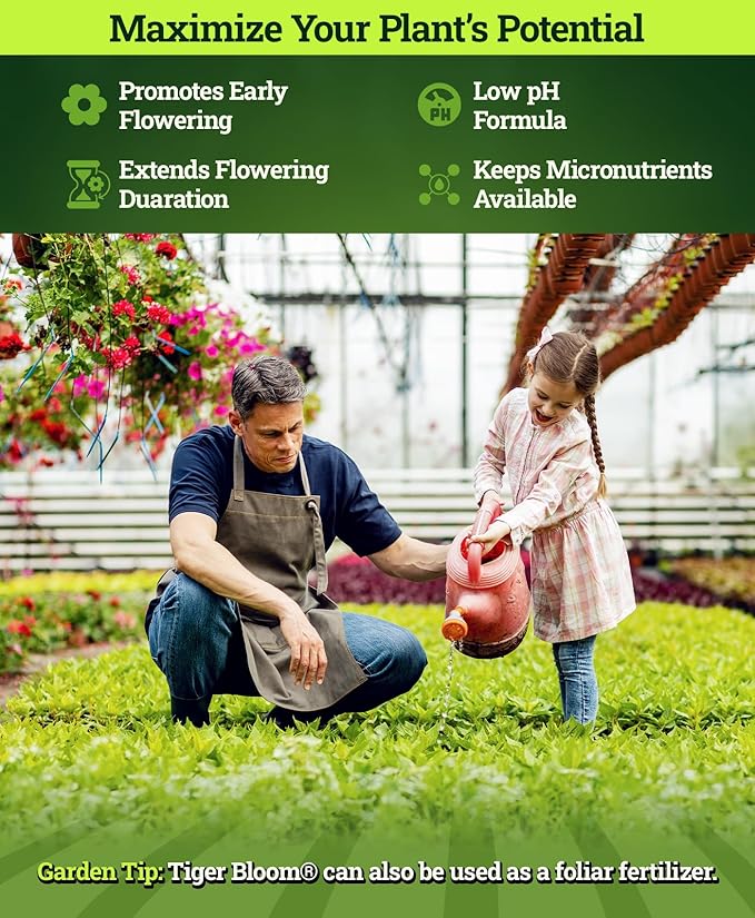 FoxFarm Tiger Bloom Liquid Fertilizer Concentrate - Fast Acting Formula for Vicious Growth with Phosphorus - Encourages Fruit, Flower & Bud Development, NPK 2-8-4 (Quart)