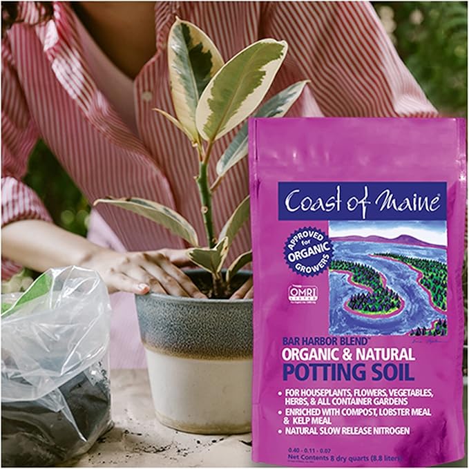 Coast of Maine Bar Harbor Blend, 8qt (Pack of 4) Organic and Natural Potting Soil for Houseplants, Flowers, Vegetables, Herbs and Containers