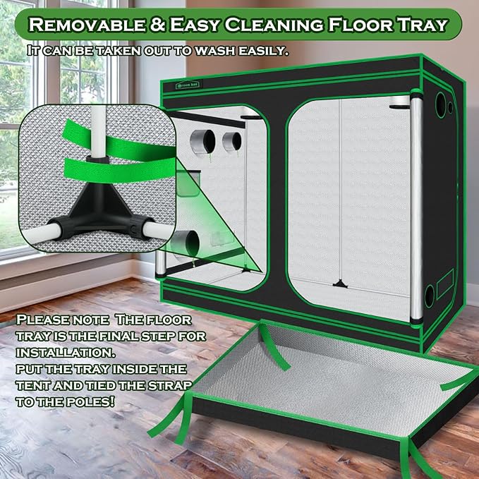 Grow Tent 96"x48"x78" 600D Mylar Hydroponic Indoor Grow Tent with Observation Window, Removable Floor Tray and Tool Bag for Indoor Plant Growing 8x4