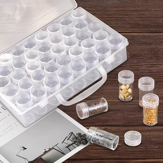Seed Storage Box, Seeds Storage Organizer with Label Stickers(seeds not included), 38 Slots, Seed Container Storage use for Flower Seeds,Vegetable Seeds, Clover Seeds,Basil Seeds,Tomato Seeds