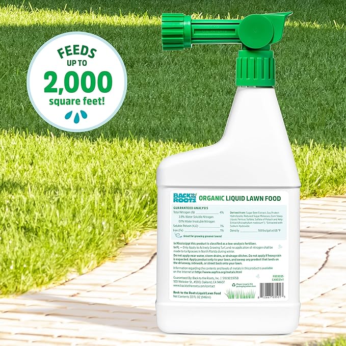Back to the Roots 100% Organic USA-Made Liquid Lawn Food 32oz Covers 2,000 sq ft Safe for Pets and All Lawn Types