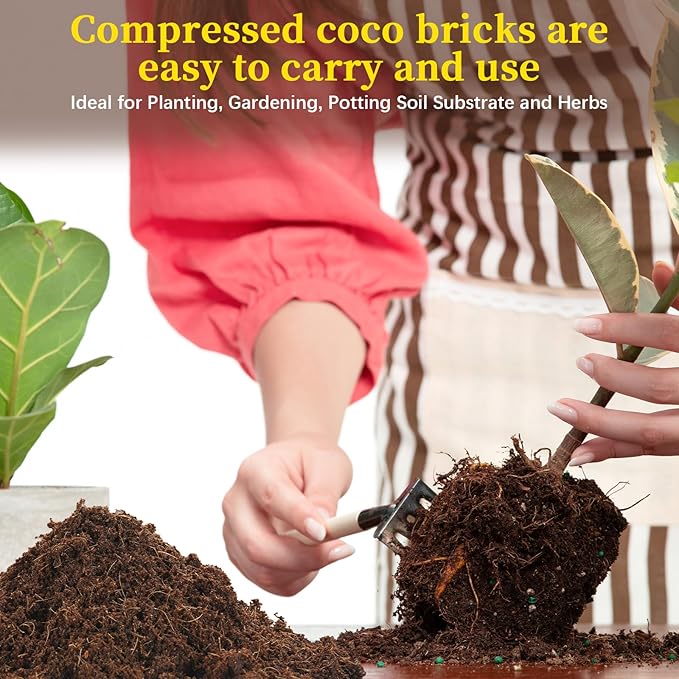 Organic Coco Coir 4.8 Lbs/2.2 KG(4 Pcs) - Compressed Coco Coir Bricks with Low EC & pH Balance - Organic Coco Coir for Plants, Herbs, & Gardening - Premium Coco Coir Potting Soil Substrate