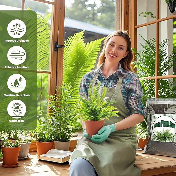 Potting Soil Mix for Fern 4qt, Custom Hand Blended Mixture Suitable for Indoor/Outdoor Potted Fern Plant