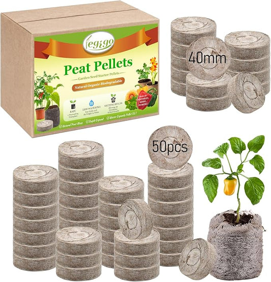 Legigo 50 Pcs 40mm Seed Starter Peat Pellets Pods for Seedlings- Compressed Seed Starting Pellets Seed Starter Pods Plugs Soil Peat Pods for Starting Seeds, Garden Planting Herb Flower Vegetables