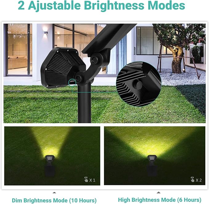 Nekteck Solar Lights Outdoor,10 LED Landscape Spotlights Powered Wall Lights 2-in-1 Adjustable Security Decoration Lighting for Yard Garden Walkway Porch Pool Driveway (4Pack, Warm White)