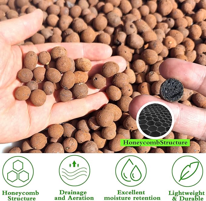 Voulosimi Clay Pebbles Hydroponic Rocks Organic Ceramsite Grow Media for Horticultural,Orchids,Drainage (18LB)