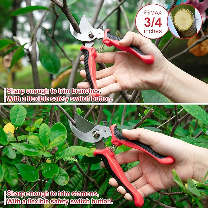 Gardening Tools, MOXILS 9 Pieces Stainless Steel Heavy Duty Tool Set with Non-Slip Rubber Grip, Storage Tote Bag, Outdoor Hand Tools, Ideal Garden Kit Gifts for Parents and Kids.