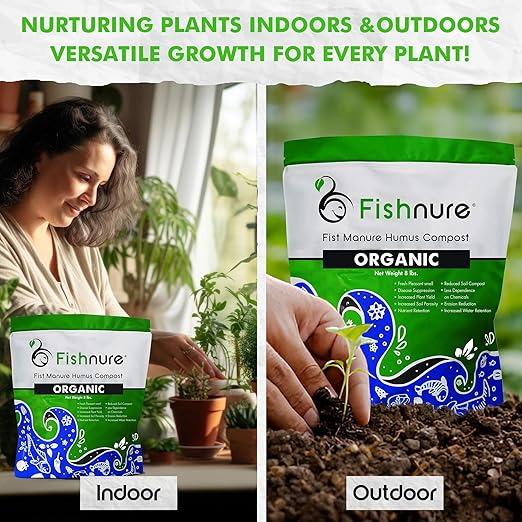 Fishnure - Humus Fish Compost Fertilizer for Indoor Plants, Outdoor Houseplant Fertilizer Supports Natural Production of Plant Food for Houseplants, Gardening Essentials, Gardener Gifts, 8 lbs