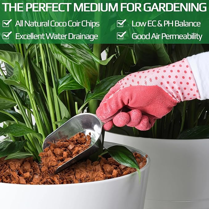 Halatool 8 Pcs Coconut Coir Chips for Plants - 8.8 LB 100% Organic Coco Husk Chip Bricks with Low EC and pH Balanced, Compressed Coco Substrate Growing Mulch Medium for Garden Herbs, Plants, Flowers