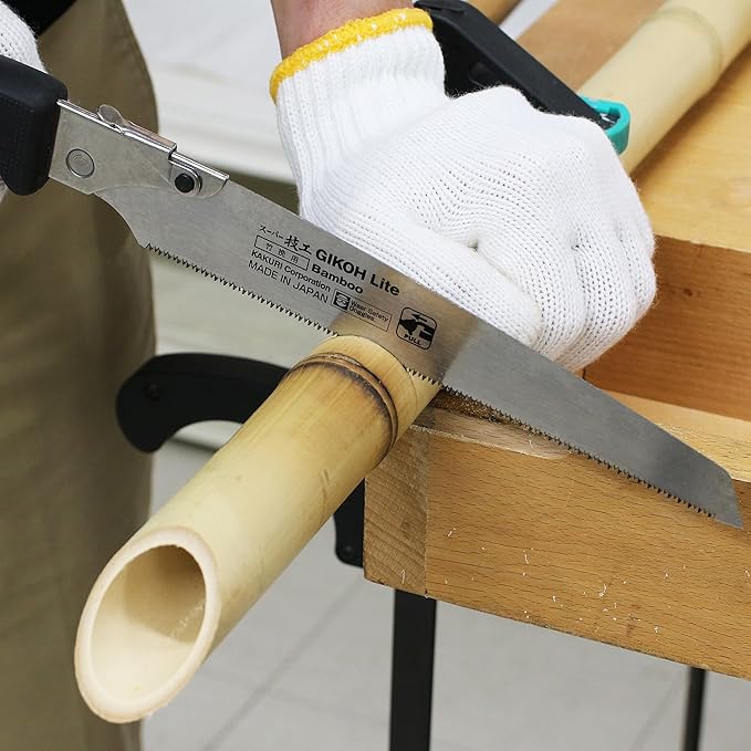 KAKURI Japanese Hand Saw [Bamboo Cutting] 8-1/4" Japanese Pull Saw with Blade Cover, Made in JAPAN